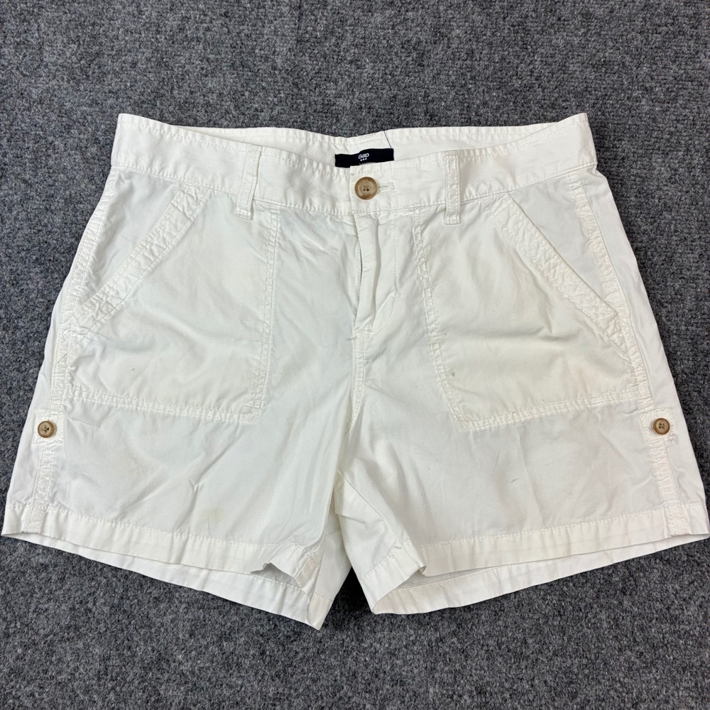 Gap Womens White Utility Cargo Shorts Size 2 Low Rise Cotton Mini Casual